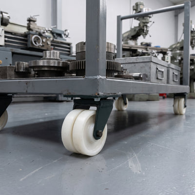 100mm Twin Wheel Swivel Gantry Castor White Nylon Wheel Top Plate 900kg Load Capacity