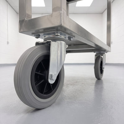 200mm Swivel Castor Grey Rubber on Polypropylene Wheel Top Plate 205kg Load Capacity