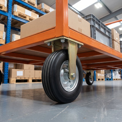 405mm Heavy Duty Fixed Castor Black Elastic Rubber Wheel Multi Rib Tread Ball Bearing Top Plate 950kg Load Capacity 1