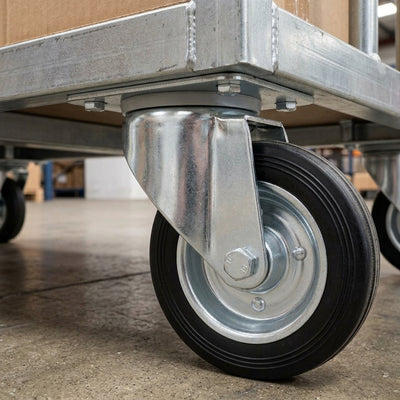 160mm Swivel Castors with Black Rubber Wheel and Metal Centre