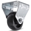 White Smoke Pressed Steel Fixed Castors With Black Polypropylene Wheel - 50mm to 100mm