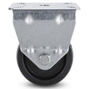 White Smoke Pressed Steel Fixed Castors With Black Polypropylene Wheel - 50mm to 100mm