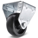 White Smoke Pressed Steel Fixed Castors With Black Polypropylene Wheel - 50mm to 100mm