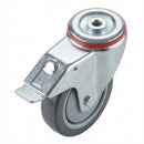 125mm Braked Swivel Bolt Hole Castor | Anti-Static Grey Polyurethane | 160kg Load | UK Stock