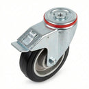 125mm Braked Swivel Bolt Hole Castor | Aluminium Centre | Ball Bearing | 200kg Capacity
