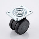 50mm Twin Wheel Rubber Top Plate Castor - 100kg Load Capacity