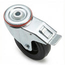 125mm Braked Swivel Bolt Hole Castor | Black Elastic Rubber Tyre | 200kg Capacity
