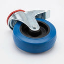 100mm Braked Swivel Bolt Hole Castor | Blue Elastic Rubber Tyre | 200kg Capacity