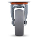 White Smoke Pressed Steel Swivel Castors With Grey Cast Iron Wheel - 80mm & 100mm