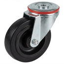 100mm Swivel Bolt Hole Castor | Black Elastic Nylon Wheel | 200kg Capacity