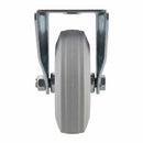 White Smoke Pressed Steel Fixed Castors with Grey Rubber on Pressed Steel Wheel - 80mm to 200mm