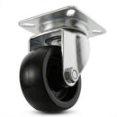 White Smoke Pressed Steel Swivel Castors With Black Polypropylene Wheel - 50mm to 100mm