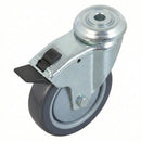 100mm Braked Swivel Bolt Hole Castor | Grey TPR Wheel | 100kg Capacity