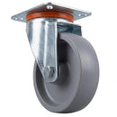 White Smoke Pressed Steel Swivel Castors With Grey Cast Iron Wheel - 80mm & 100mm