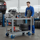 160mm Braked Swivel Bolt Hole Castor | Blue Elastic Rubber Tyre | Heavy Duty Nylon Centre