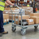 Premium 100mm Braked Swivel Bolt Hole Castor | Grey Rubber Wheel with Metal Treadguards | 70kg Capacity