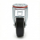 125mm Braked Swivel Bolt Hole Castor | Black Elastic Rubber Tyre | 200kg Capacity