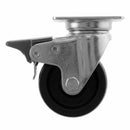 White Smoke Pressed Steel Braked Swivel Castors With Black Polypropylene Wheel - 50mm to 100mm