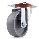 White Smoke Pressed Steel Swivel Castors With Grey Cast Iron Wheel - 80mm & 100mm