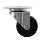 White Smoke Pressed Steel Swivel Castors With Black Polypropylene Wheel - 50mm to 100mm
