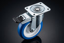 100mm Braked Castor – Polyurethane Wheel on Nylon Centre