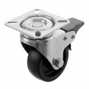White Smoke Pressed Steel Braked Swivel Castors With Black Polypropylene Wheel - 50mm to 100mm
