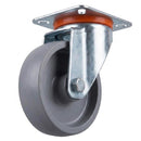 White Smoke Pressed Steel Swivel Castors With Grey Cast Iron Wheel - 80mm & 100mm