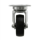 White Smoke Pressed Steel Swivel Castors With Black Polypropylene Wheel - 50mm to 100mm