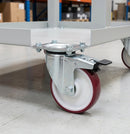 125mm Swivel Polyurethane Braked Castor 140mm x 110mm Plate