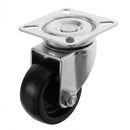 White Smoke 50mm Pressed Steel Swivel Castor Wheel - Black Polypropylene & 4-Hole Top Plate - 65kg Max Load