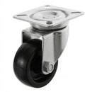 White Smoke Pressed Steel Swivel Castors With Black Polypropylene Wheel - 50mm to 100mm