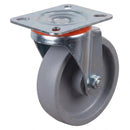 White Smoke Pressed Steel Swivel Castors With Grey Cast Iron Wheel - 80mm & 100mm