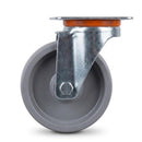White Smoke Pressed Steel Swivel Castors With Grey Cast Iron Wheel - 80mm & 100mm