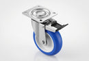 200mm Stainless Steel Braked Castor – Polyurethane Wheel