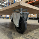 125mm Pressed Steel Fixed Castor with Black Rubber Wheel