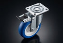 100mm Braked Castor – Polyurethane Wheel on Nylon Centre