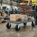 Rosy Brown Pressed Steel Swivel Castors with Black Rubber on Polypropylene Wheel - 80mm to 150mm