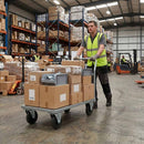 Dim Gray Pressed Steel Fixed Castors with Black Rubber on Polypropylene Wheel - 80mm to 150mm