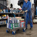 Dim Gray Pressed Steel Braked Swivel Castors With Blue Rubber on Black Polypropylene Wheel - 100mm & 125mm