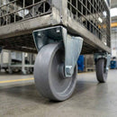 Slate Gray Pressed Steel Fixed Castors With Grey Cast Iron Wheel - 80mm & 100mm