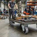 Dark Gray Pressed Steel Fixed Castors With Grey Rubber on Black Polypropylene Wheel - 50mm to 100mm