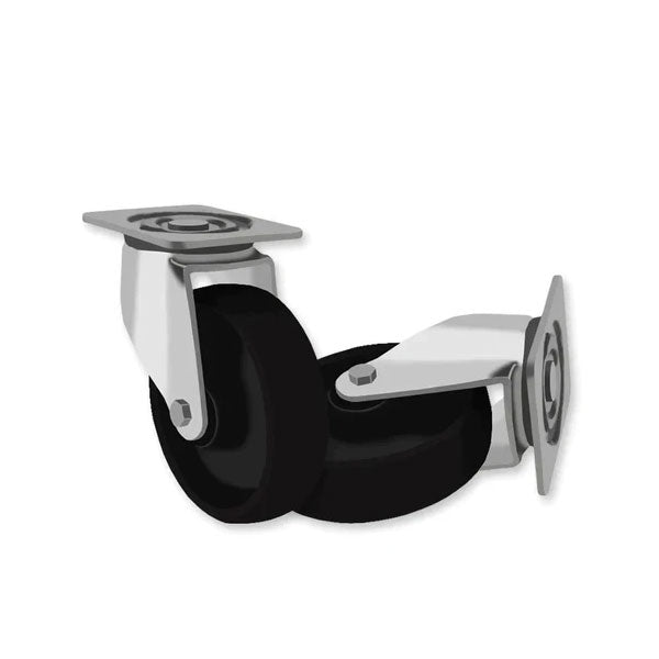 Black 100mm Heavy Duty Swivel & Fixed Castors With Cast Iron & Steel Roller Bearing Wheel 300kg Load Capacity