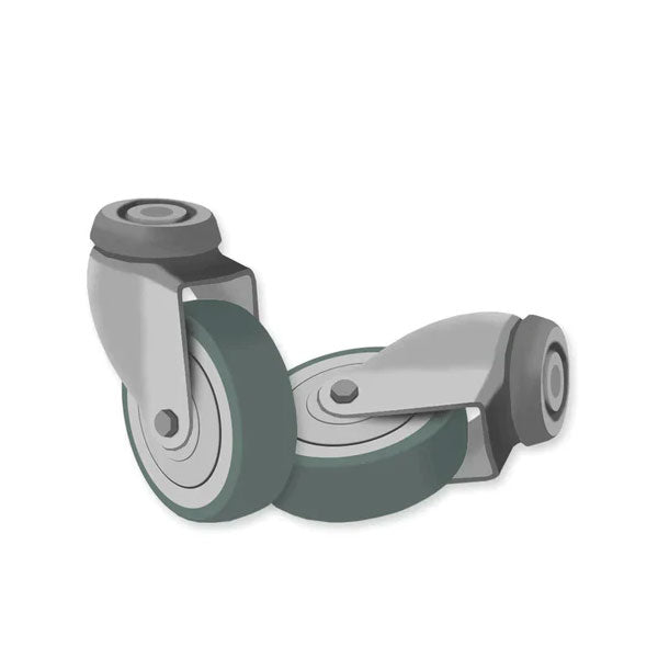 Dim Gray 100mm Swivel & Braked Apparatus Castor with Single Bolt Fitting & Grey Non Marking Wheel 80Kg Load Capacity