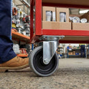 Rosy Brown Pressed Steel Swivel Castors With Grey Rubber on Black Polypropylene Wheel - 50mm to 100mm