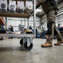 Dark Sea Green Pressed Steel Swivel Castors With Grey Rubber on Black Polypropylene Wheel - 50mm to 100mm