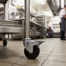 100mm braked castor with black polypropylene wheel fitted to a catering trolley