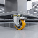 100mm Braked Castor Yellow Polyurethane on Aluminium Wheel Ball Bearing Top Plate 250kg Load Capacity 4