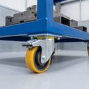 100mm Braked Castor Yellow Polyurethane on Cast Iron Wheel Ball Bearing Top Plate 300kg Load Capacity 3