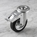 100mm Braked Swivel Castor Black Anti-Static Rubber Wheel Roller Bearing 12mm Bolt Hole 70kg Load Capacity 2