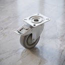 100mm Braked Swivel Castor Grey Electro Conductive Polyurethane Wheel Top Plate 150kg Load Capacity 2
